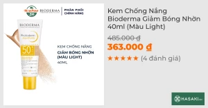 Kem Chống Nắng Bioderma Giảm Bóng Nhờn 40ml (Màu Light)