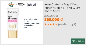 Kem Chống Nắng L'Oreal Mịn Nhẹ Nâng Tông Giảm Thâm 50ml