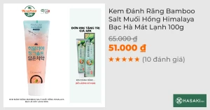 Kem Đánh Răng Bamboo Salt Muối Hồng Himalaya Bạc Hà Mát Lạnh 100g