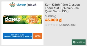 Kem Đánh Răng Closeup Thơm Mát Từ Dầu Quất & Lá Basil 230g