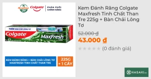 Kem Đánh Răng Colgate Maxfresh Tinh Chất Than Tre 225g Bàn Chải Lông Tơ