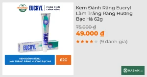 Kem Đánh Răng Eucryl Làm Trắng Răng Hương Bạc Hà 62g