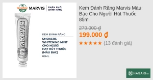 Kem Đánh Răng Marvis Màu Bạc Cho Người Hút Thuốc 85ml