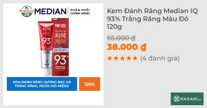 Kem Đánh Răng Median IQ 93% Trắng Răng Màu Đỏ 120g