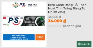 Kem Đánh Răng P/S Trắng Răng Than Hoạt Tính 230g