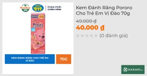 Kem Đánh Răng Pororo Cho Trẻ Em Vị Đào 70g