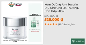 Kem Dưỡng Ẩm Eucerin Dịu Nhẹ Cho Da Thường, Hỗn Hợp 50ml