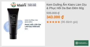 Kem Dưỡng Ẩm Klairs Làm Dịu & Phục Hồi Da Ban Đêm 60g