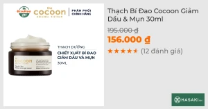 Kem Dưỡng Cocoon Dạng Thạch Bí Đao Giảm Dầu & Mụn 30ml