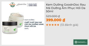 Kem Dưỡng GoodnDoc Rau Má Dưỡng Ẩm Phục Hồi Da 50ml