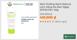 Kem Dưỡng Naris Nature Làm Sáng Da Ban Ngày SPF20 PA 40g