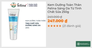 Kem Dưỡng Toàn Thân Felina Sáng Da Từ Tinh Chất Sữa 250g