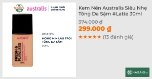 Kem Nền Australis Siêu Nhẹ Tông Da Sậm Latte 30ml