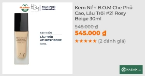 Kem Nền B.O.M Che Phủ Cao, Lâu Trôi 21 Rosy Beige 30ml