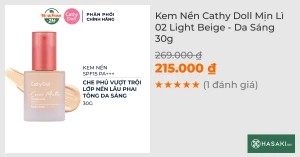 Kem Nền Cathy Doll Mịn Lì 02 Light Beige - Da Sáng 30g
