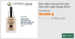 Kem Nền Catrice HD 24H Màu 010 Light Beige 30ml