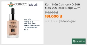 Kem Nền Catrice HD 24H Màu 020 Rose Beige 30ml