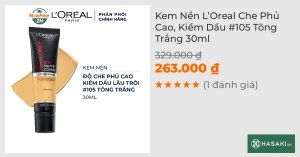 Kem Nền L Oreal Che Phủ Cao, Kiềm Dầu 105 Tông Trắng 30ml
