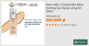 Kem Nền L'Oréal Mịn Nhẹ Dưỡng Da Dạng Lỏng N1 30ml