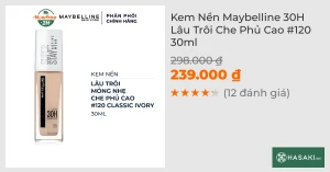Kem Nền Maybelline 30H Lâu Trôi Che Phủ Cao 120 30ml