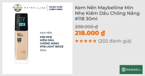 Kem Nền Maybelline Mịn Nhẹ Kiềm Dầu Chống Nắng 118 30ml