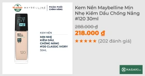 Kem Nền Maybelline Mịn Nhẹ Kiềm Dầu Chống Nắng 120 30ml
