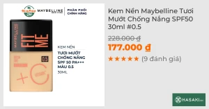 Kem Nền Maybelline Tươi Mướt Chống Nắng SPF50 30ml 0.5