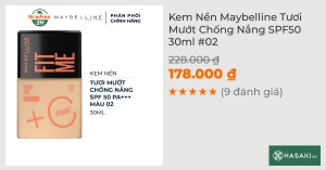 Kem Nền Maybelline Tươi Mướt Chống Nắng SPF50 30ml 02