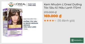 Kem Nhuộm L'Oreal Dưỡng Tóc Sâu 6.1 Nâu Lạnh 172ml