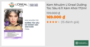 Kem Nhuộm L'Oreal Dưỡng Tóc Sâu 6.11 Xám Khói 172ml