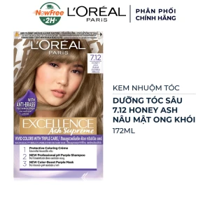 Kem Nhuộm L'Oreal Dưỡng Tóc Sâu 7.12 Nâu Mật Ong Khói 172ml