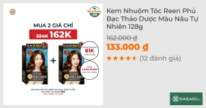 Kem Nhuộm Tóc Reen Phủ Bạc Thảo Dược Màu Nâu Tự Nhiên 120g