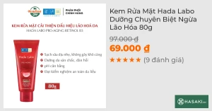 Kem Rửa Mặt Hada Labo Dưỡng Chuyên Biệt Ngừa Lão Hóa 80g