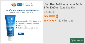 Kem Rửa Mặt Hada Labo Sạch Sâu, Dưỡng Sáng Da 80g