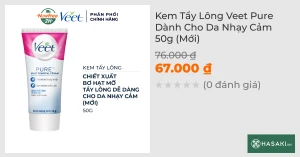 Kem Tẩy Lông Veet Pure Dành Cho Da Nhạy Cảm 50g (Mới)