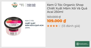 Kem Ủ Tóc Organic Shop Chiết Xuất Mâm Xôi Và Quả Acai 250ml