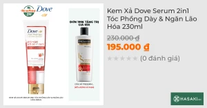 Kem Xả Dove Serum 2in1 Tóc Phồng Dày & Ngăn Lão Hóa 230ml