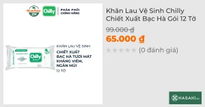 Khăn Lau Vệ Sinh Chilly Chiết Xuất Bạc Hà Gói 12 Tờ