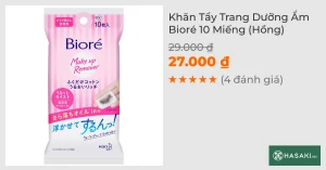 Khăn Tẩy Trang Bioré Dưỡng Ẩm 10 Miếng (Hồng)