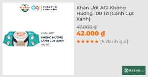 Khăn Ướt Agi Không Hương 100 Tờ (Cánh Cụt Xanh)
