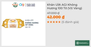 Khăn Ướt Agi Không Hương 100 Tờ (Vịt Vàng)