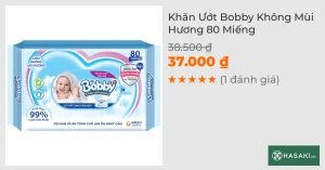 Khăn Ướt Bobby Không Mùi Hương 80 Miếng