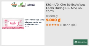 Khăn Ướt Cho Bé EcoWipes Ecobi Hương Dịu Nhẹ Gói 20 Tờ HSD: 36 Tháng
