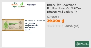 Khăn Ướt EcoWipes EcoBamboo Vải Sợi Tre Không Mùi Gói 80 Tờ
