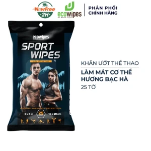 Khăn Ướt EcoWipes Thể Thao Hương Bạc Hà Gói 25 Tờ
