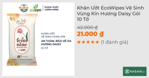 Khăn Ướt EcoWipes Vệ Sinh Vùng Kín Hương Daisy Gói 10 Tờ