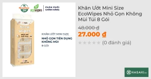 Khăn Ướt Mini Size EcoWipes Nhỏ Gọn Không Mùi Túi 8 Gói
