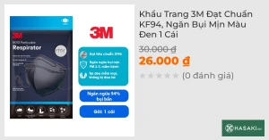 Khẩu Trang 3M Đạt Chuẩn KF94, Ngăn Bụi Mịn Màu Đen 1 Cái