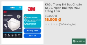 Khẩu Trang 3M Đạt Chuẩn KF94, Ngăn Bụi Mịn Màu Trắng 1 Cái
