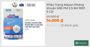 Khẩu Trang Mayan Kháng Khuẩn N95 PM 2.5 BH 9501 2 Cái